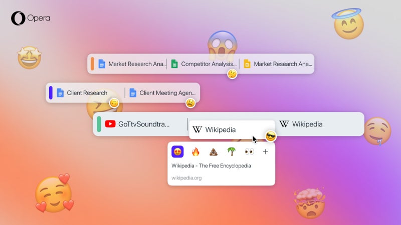 Opera update brings the ability to add emojis to your tabs