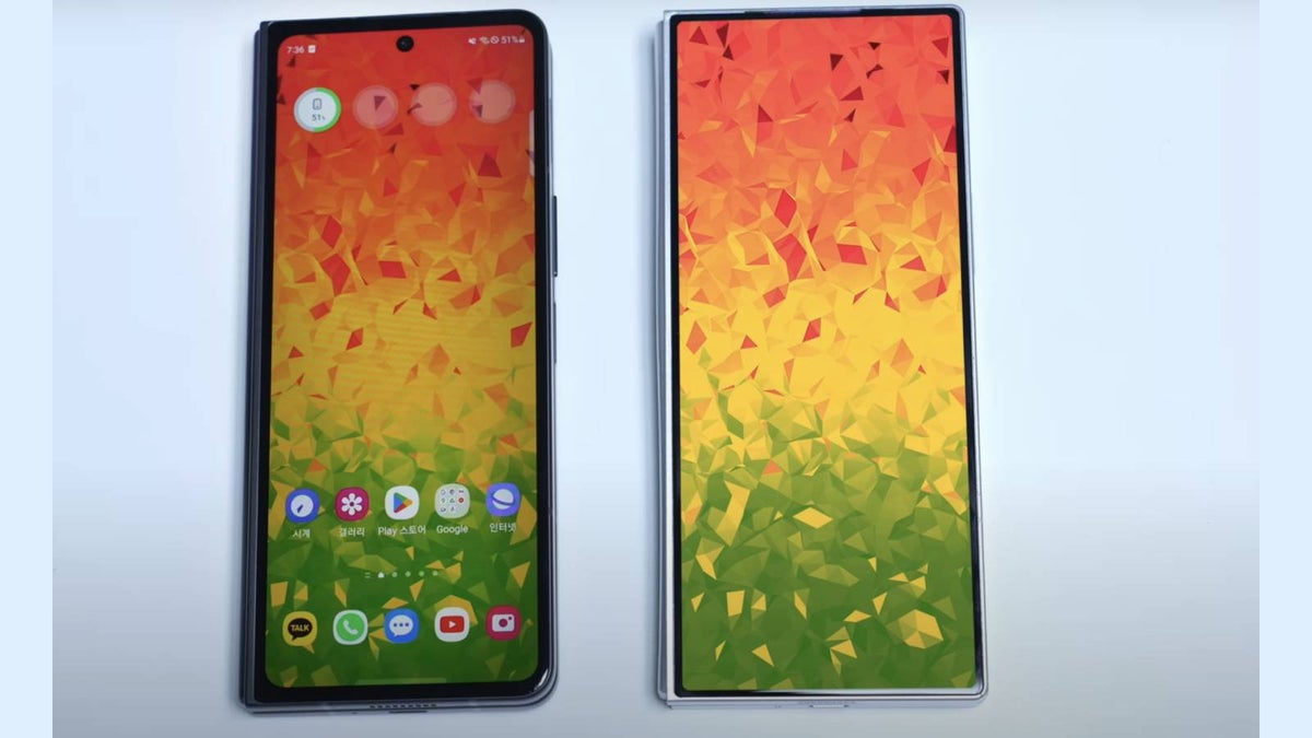 Image for article Best glowup this summer Galaxy Z Fold 6 looks amazing next to Fold 5 in leaked video  PhoneArena