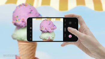 Samsung Galaxy S23 FE taking a picture of ice cream