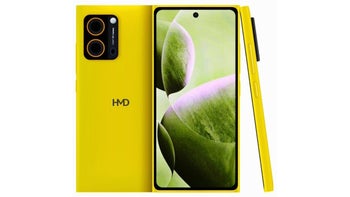 HMD Hyper in yellow on a white background.