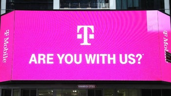 An ad for T-Mobile says "Are You with Us?" with the iconic "T" logo in white on a magenta background.