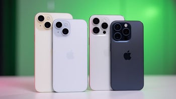 The iPhone 15 family in differing colors