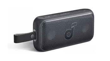 Soundcore Motion 300 portable Bluetooth speaker in Black on a white background.