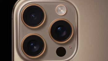 A close-up of the camera island on the back of the new iPhone 16.