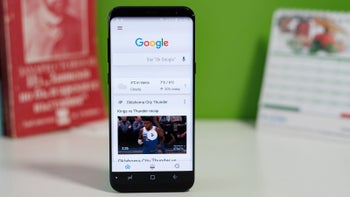 An image of an android phone with Google Search displayed