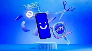 Visible's logo is placed on a blue backdrop with an icon showing no contract and a scissor to cut prices.