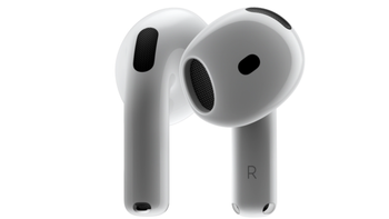 Apple's AirPods 4 on a white background.