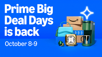 Amazon Prime Big Deal Days banner with text announcing dates for the event. The image includes Amazon packages and more.