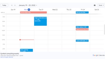 Google embedded calendar new design