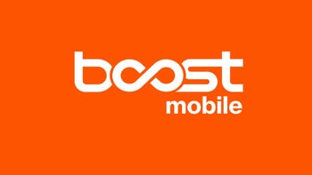 The boost mobile logo in white is seen against an orange backdrop.