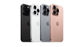 All four iPhone 16 Pro models in Black Titanium, White Titanium, Natural Titanium, and Desert Titanium are shown.