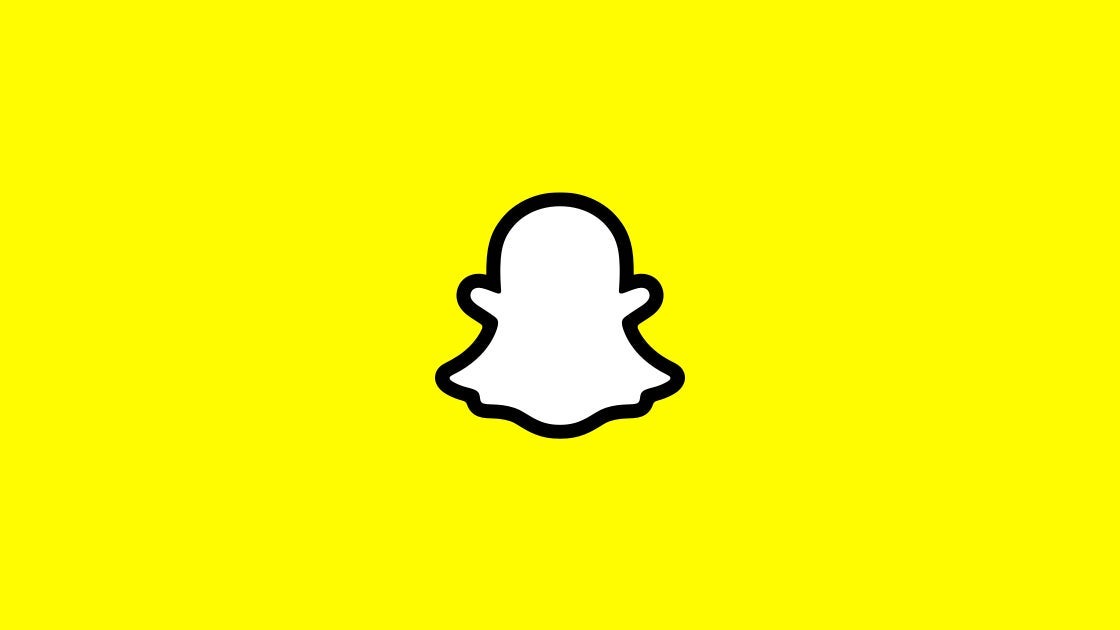 The white Snapchat logo on a yellow background.