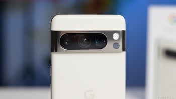 Close-up of the camera system of a white-colored Google Pixel 8 Pro