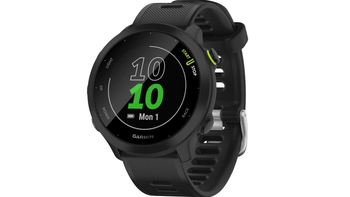 Garmin Forerunner 55 in Black against a white background.