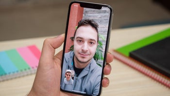 A video call on an iPhone screen.