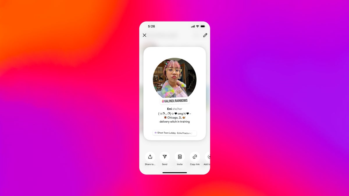 A screenshot of Instagram's profile cards