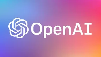 The OpenAI logo on a colorful background.