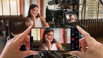 An image of the Blackmagic camera app being used on an Android