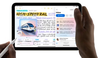 Two hands hold the iPad mini (A17 Pro) while the screen shows off the Image Playground which creates images based ona description.