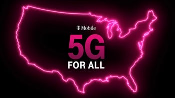 An outline oif the continental U.S. is used to promote T-Mobile's 5G network.