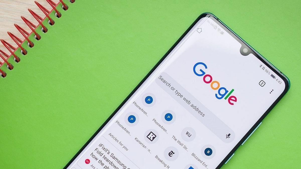 Google Chrome on an Android phone's screen.