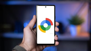 Google's Find My Device app colorful logo on a phone on a dark background.