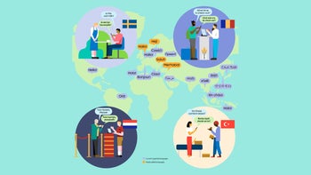 A marketing image depicting Samsung's multi-language support