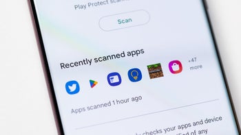 Scanned apps in Google Play Protect on a phone's screen.