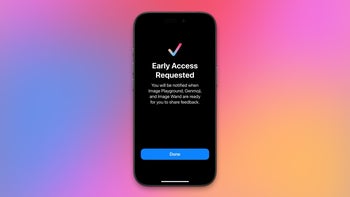 An image of an iPhone displaying an "Early Access Requested" notice