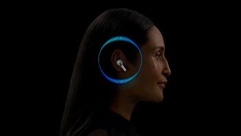 An image of a woman performing a hearing test using the Apple AirPods Pro 2