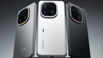 The iQOO 13 phone on a grey background.