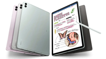 Samsung Galaxy Tab S9 FE+ shown in multiple colors with the S Pen, displaying a digital sketch with a butterfly.