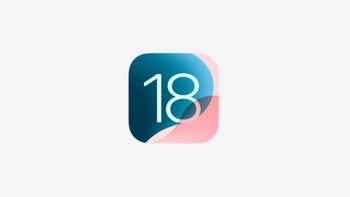 iOS 18 logo displayed over a white background.