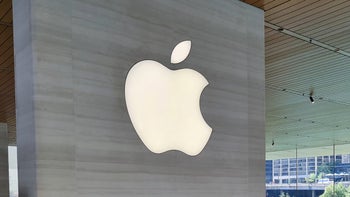 The Apple logo at an Apple store.