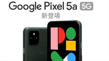 Half the back and front of the Pixel 5a with the name of the device on top.