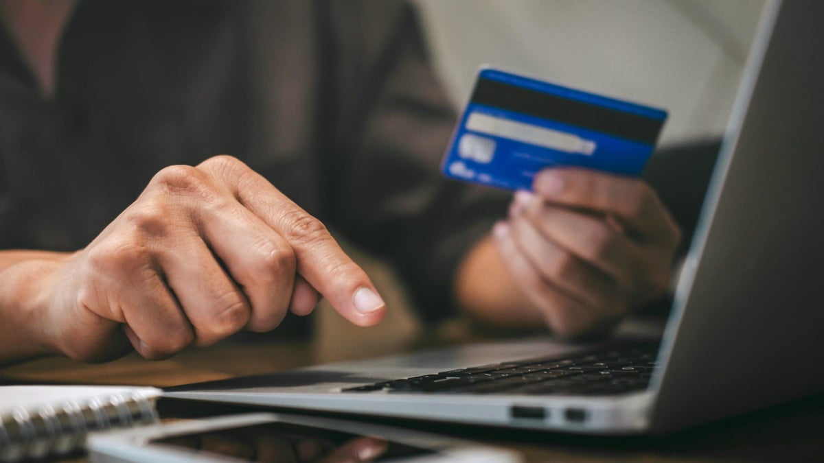 A purchase is being made online with the buyer using a credit card to pay for the transaction.