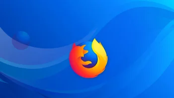 Firefox's logo on a blue screen.