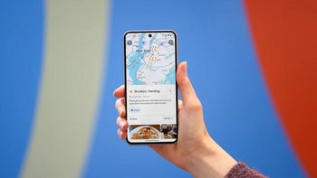 Google Maps opened on an Android phone held in a person's hand.