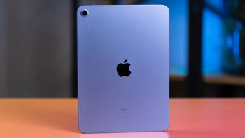 The iPad 10 with its back towards the viewer.