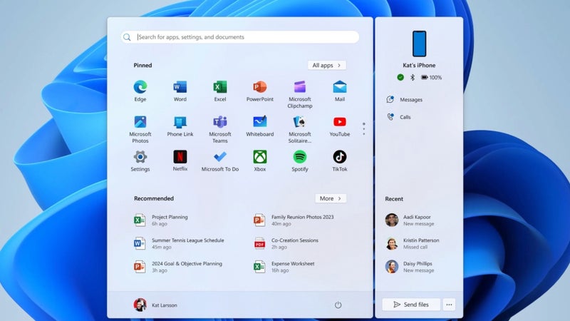 Your iPhone is about to land on the Windows 11 Start menu