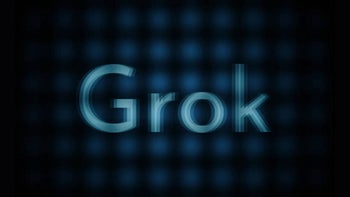 The word "Grok" displayed in a futuristic, glowing font against a dark, grid-like background.