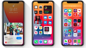 Three iPhones next to each other.