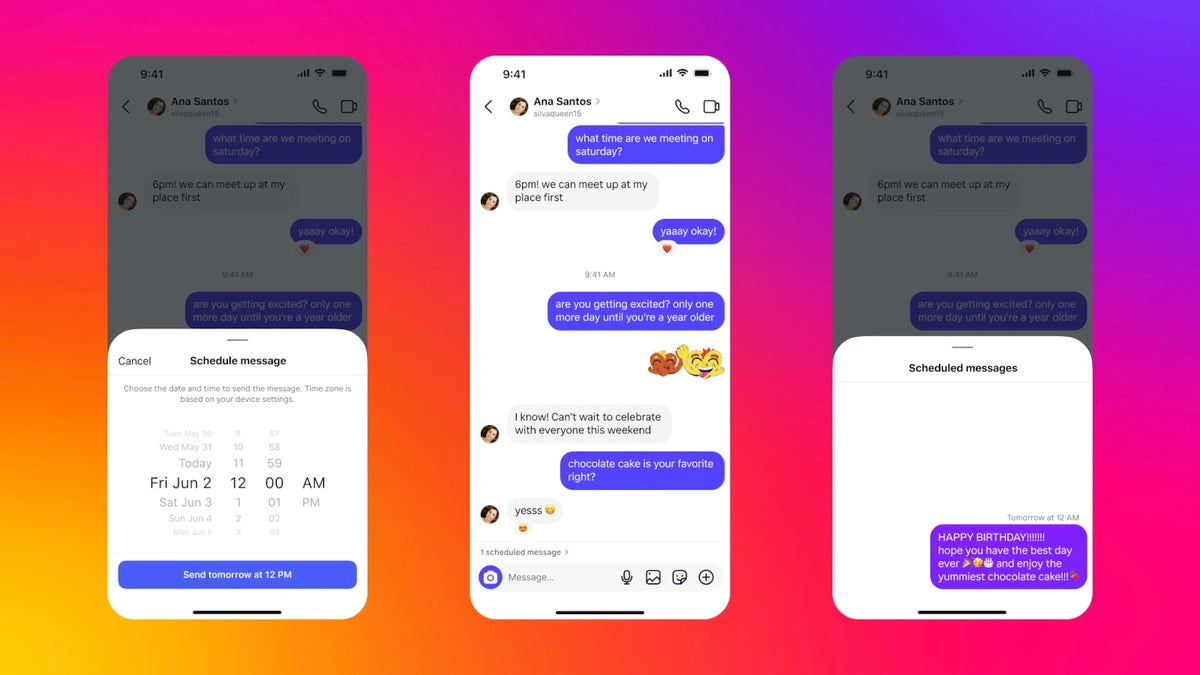 Instagram scheduling messages
