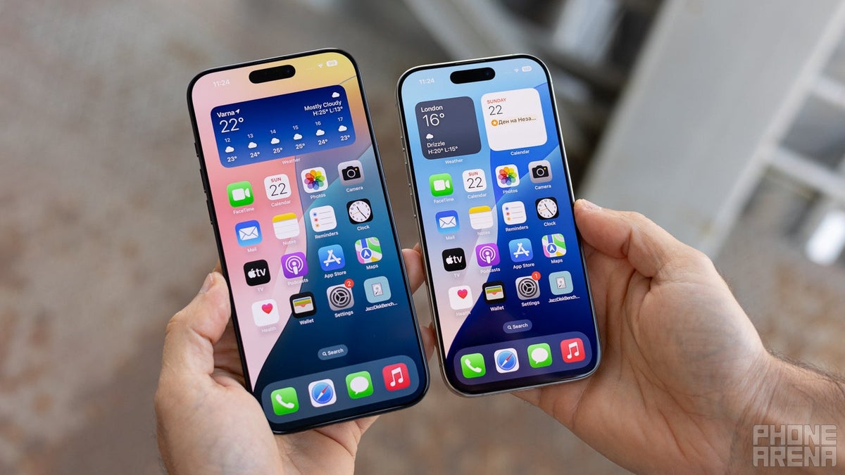 The iPhone 16 Pro and the iPhone 16 Pro Max next to each other.