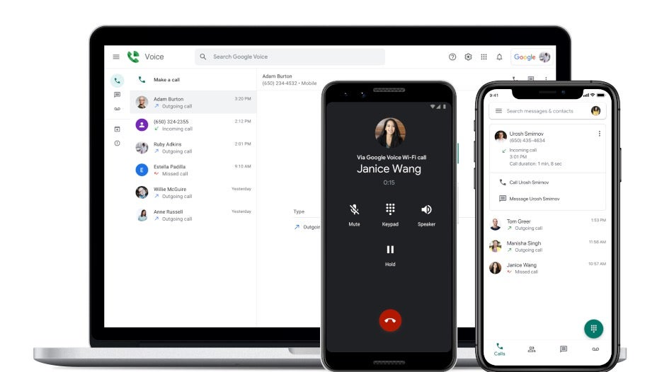 Header image showing Google Voice working on a variety of platforms