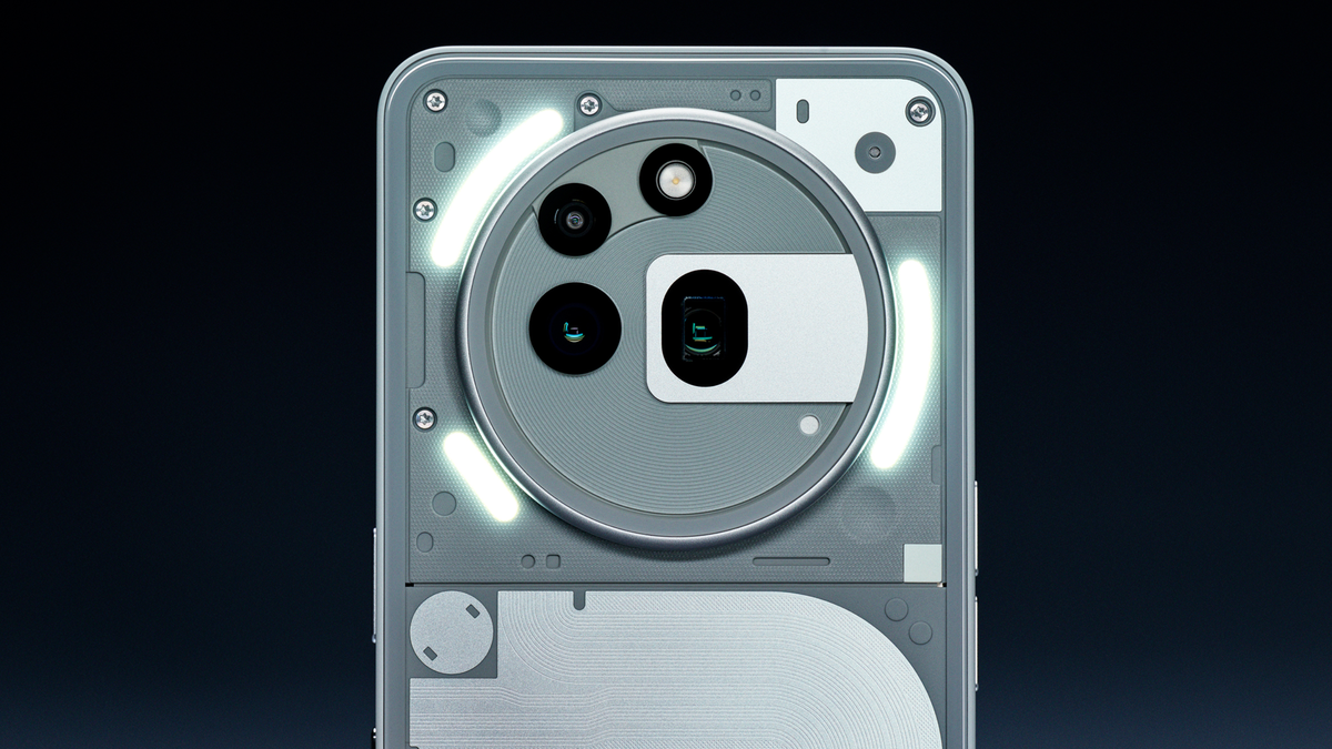 Render of the Nothing Phone (3a) Pro showing the back of the phone.