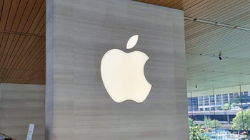 The iconic Apple logo is seen on a column at Apple HQ in Cupertino.