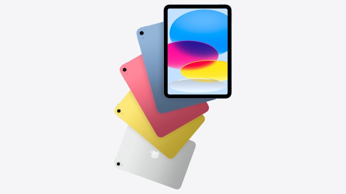 The new iPad in all its colors on a white background.