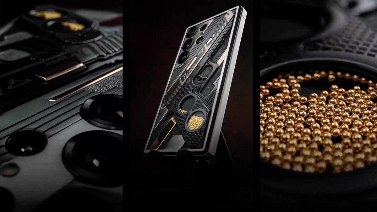 Three images showcasing the S25 Ultra Viper from Caviar.