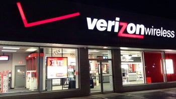 A Verizon store at night.